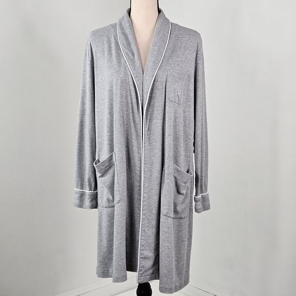 Lauren Ralph Lauren Gray Bath Lounge Robe | Women's Large | MISSING BELT - Picture 1 of 14